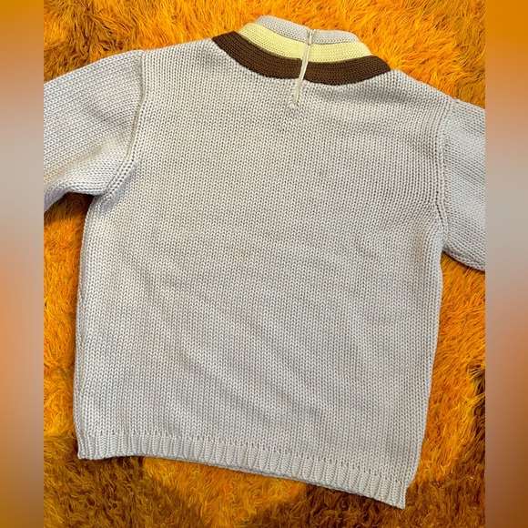 60s Vintage Mod Tri Toned Knit Acrylic Oversized Boxy Unisex Sweater - Picture 3 of 5